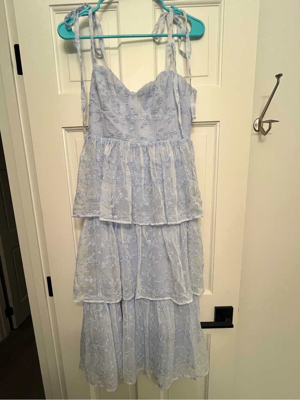 Lulus Light Blue Floral Tea Length Dress
